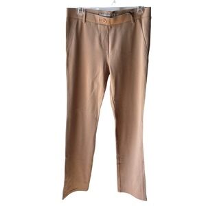 Betabrand Dress Pant Yoga Pants Womens M Tan Straight Leg Stretch Twill Workwear